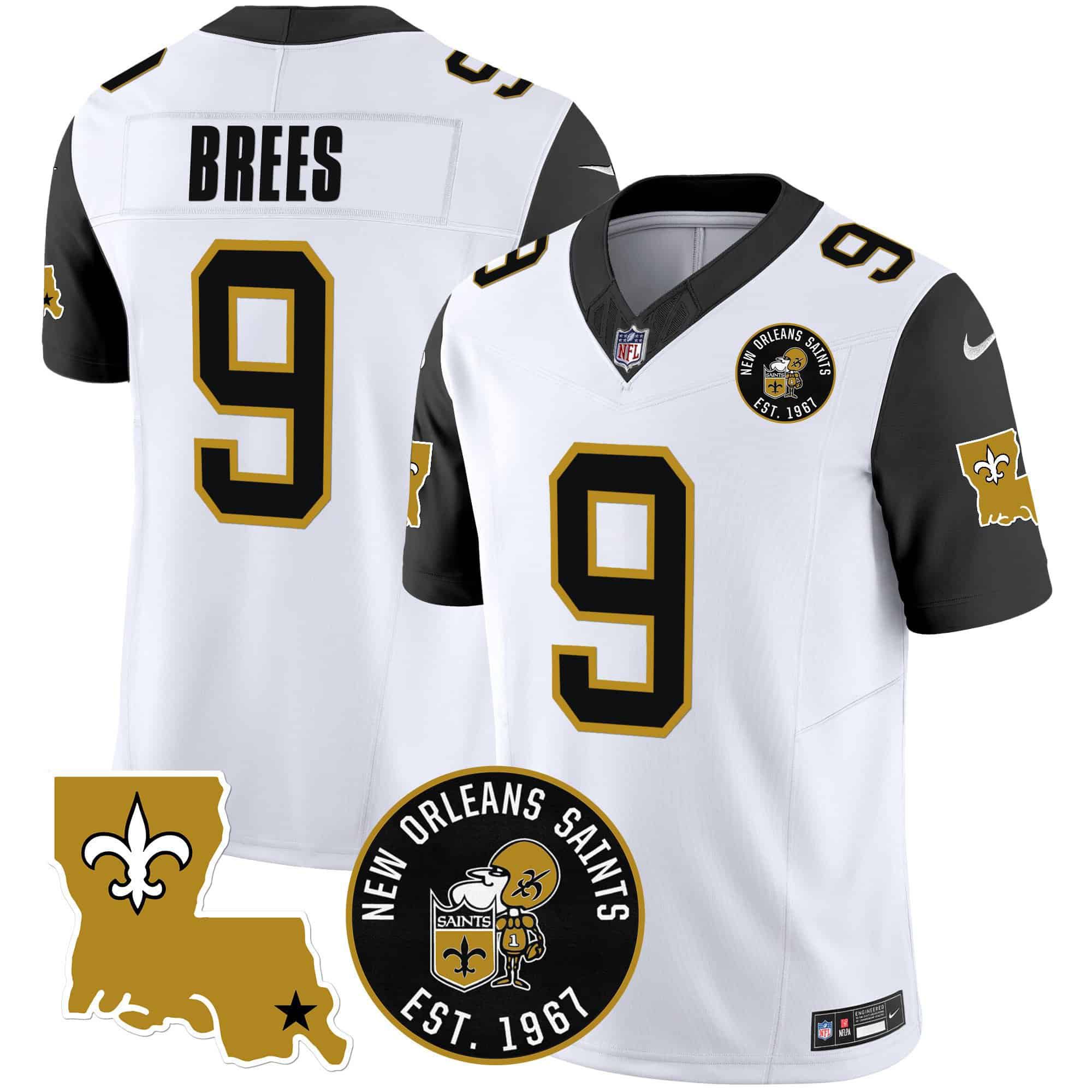 Men New Orleans Saints #9 Brees White 2024 Nike 1967 Patch Vapor Limited NFL Jersey style 2->indianapolis colts->NFL Jersey